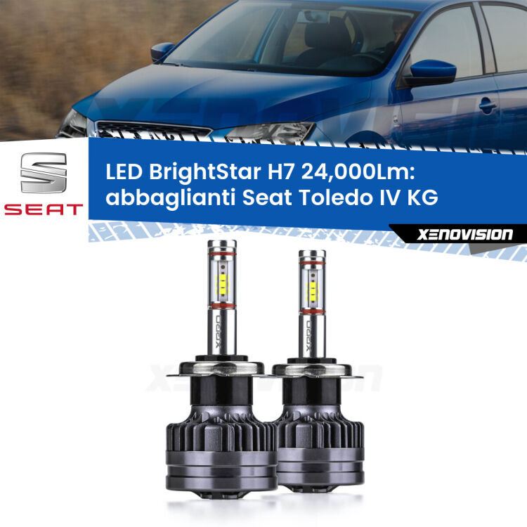 <strong>Kit LED abbaglianti per Seat Toledo IV</strong> KG 2012-2019. </strong>Include due lampade Canbus H7 Brightstar da 24,000 Lumen. Qualità Massima.