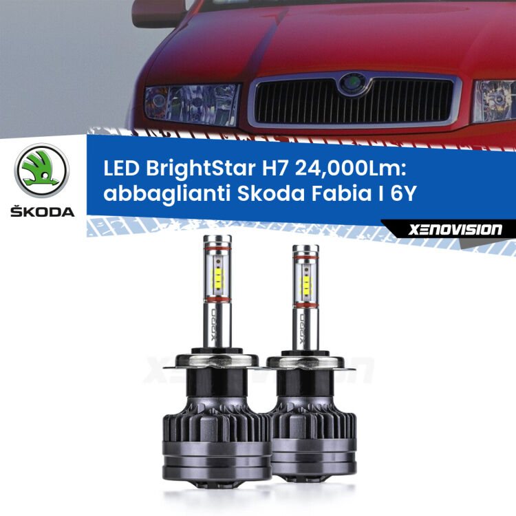0 Abbaglianti LED H7 24,000Lm per Skoda Fabia I 6Y con fari Xenon <strong>Kit LED abbaglianti per Skoda Fabia I</strong> 6Y con fari Xenon. </strong>Include due lampade Canbus H7 Brightstar da 24,000 Lumen. Qualità Massima.