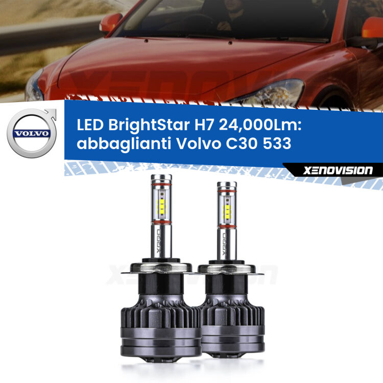 <strong>Kit LED abbaglianti per Volvo C30</strong> 533 con fari Bi-Xenon. </strong>Include due lampade Canbus H7 Brightstar da 24,000 Lumen. Qualità Massima.