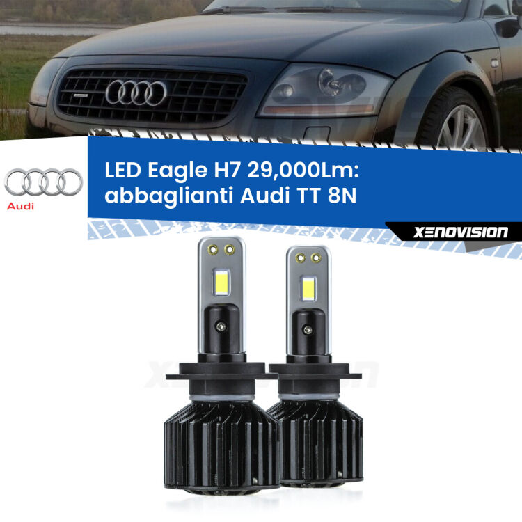 <strong>Kit abbaglianti LED specifico per Audi TT</strong> 8N 1998-2006. Lampade <strong>H7</strong> Canbus da 29.000Lumen di luminosità modello Eagle Xenovision.