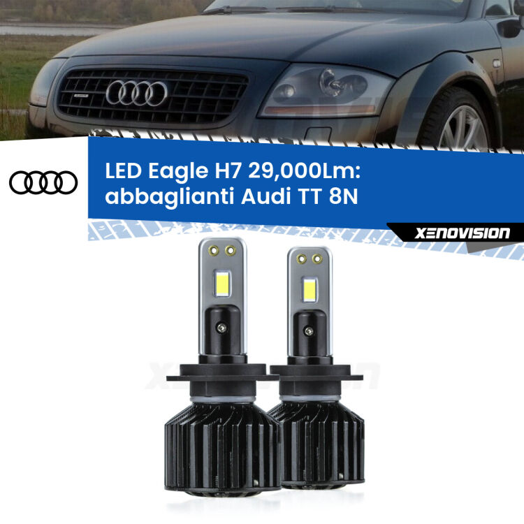 0 Abbaglianti LED H7 29,000Lm per Audi TT 8N 1998 -2006 <strong>Kit abbaglianti LED specifico per Audi TT</strong> 8N 1998 -2006. Lampade <strong>H7</strong> Canbus da 29.000Lumen di luminosità modello Eagle Xenovision.