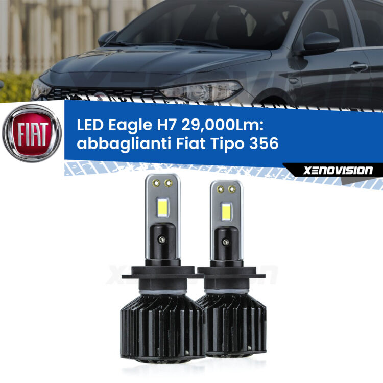 <strong>Kit abbaglianti LED specifico per Fiat Tipo</strong> 356 fari lenticolari. Lampade <strong>H7</strong> Canbus da 29.000Lumen di luminosità modello Eagle Xenovision.