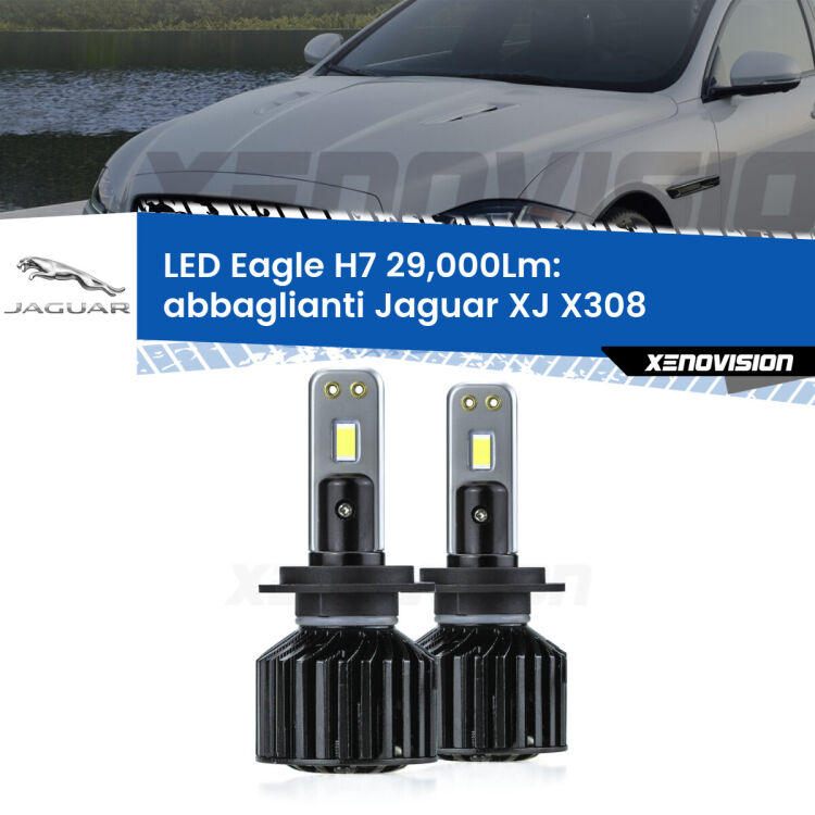 <strong>Kit abbaglianti LED specifico per Jaguar XJ</strong> X308 1997-2003. Lampade <strong>H7</strong> Canbus da 29.000Lumen di luminosità modello Eagle Xenovision.