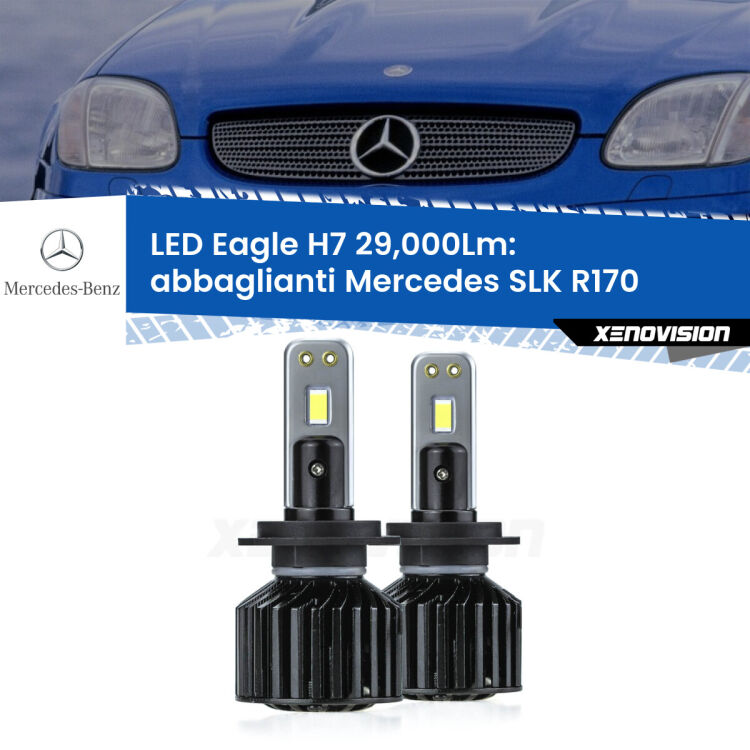 <strong>Kit abbaglianti LED specifico per Mercedes SLK</strong> R170 1996-2004. Lampade <strong>H7</strong> Canbus da 29.000Lumen di luminosità modello Eagle Xenovision.