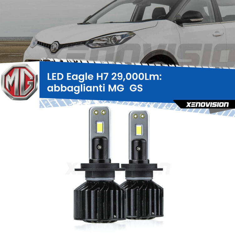 <strong>Kit abbaglianti LED specifico per MG  GS</strong>  2016-2019. Lampade <strong>H7</strong> Canbus da 29.000Lumen di luminosità modello Eagle Xenovision.