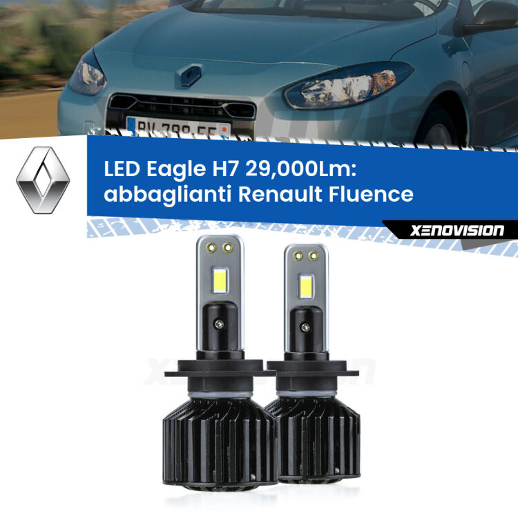 <strong>Kit abbaglianti LED specifico per Renault Fluence</strong>  2010-2015. Lampade <strong>H7</strong> Canbus da 29.000Lumen di luminosità modello Eagle Xenovision.