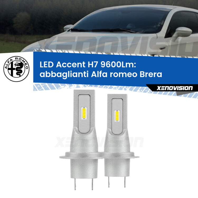 0 Abbaglianti LED H7 9600Lm per Alfa romeo Brera 2006 -2010 <strong>Kit LED Abbaglianti per Alfa romeo Brera</strong> 2006 -2010.</strong> Coppia lampade <strong>H7</strong> senza ventola e ultracompatte per installazioni in fari senza spazi.