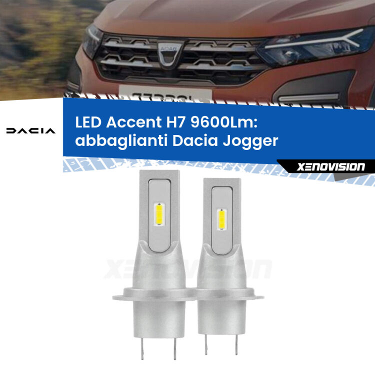 Abbaglianti LED H7 9600Lm per Dacia Jogger con fari led <strong>Kit LED Abbaglianti per Dacia Jogger</strong> con fari led.</strong> Coppia lampade <strong>H7</strong> senza ventola e ultracompatte per installazioni in fari senza spazi.