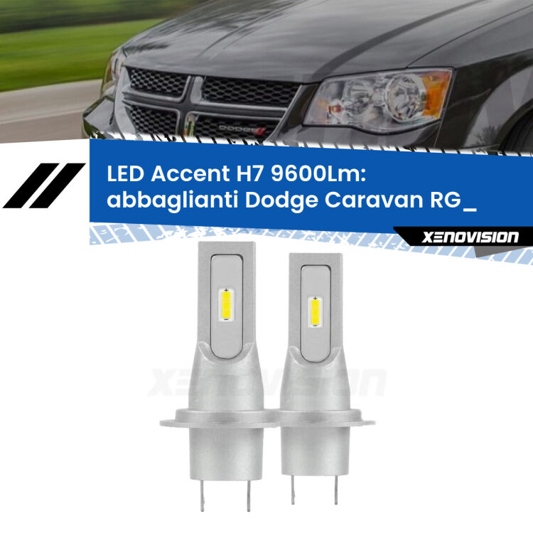 Abbaglianti LED H7 9600Lm per Dodge Caravan RG_ 2000 -2007 <strong>Kit LED Abbaglianti per Dodge Caravan</strong> RG_ 2000 -2007.</strong> Coppia lampade <strong>H7</strong> senza ventola e ultracompatte per installazioni in fari senza spazi.
