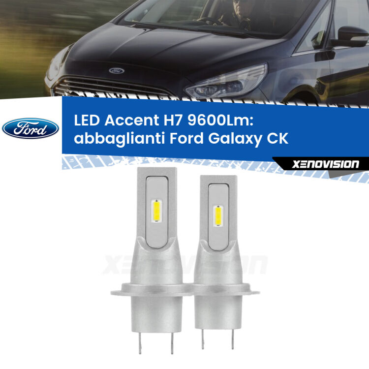 <strong>Kit LED Abbaglianti per Ford Galaxy</strong> CK 2015-2018.</strong> Coppia lampade <strong>H7</strong> senza ventola e ultracompatte per installazioni in fari senza spazi.