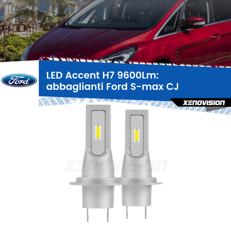 <strong>Kit LED Abbaglianti per Ford S-max</strong> CJ restyling.</strong> Coppia lampade <strong>H7</strong> senza ventola e ultracompatte per installazioni in fari senza spazi.