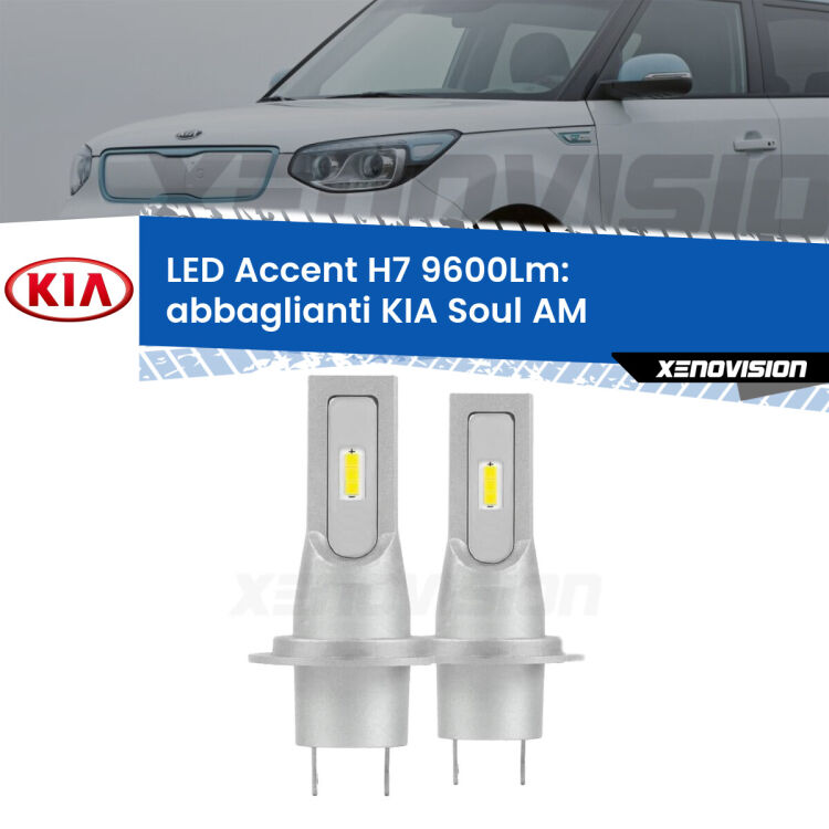 <strong>Kit LED Abbaglianti per KIA Soul</strong> AM 2012-2014.</strong> Coppia lampade <strong>H7</strong> senza ventola e ultracompatte per installazioni in fari senza spazi.