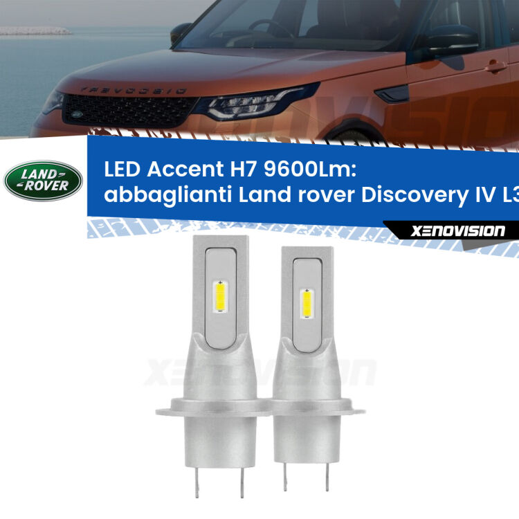 Abbaglianti LED H7 9600Lm per Land rover Discovery IV L319 2009 -2015 <strong>Kit LED Abbaglianti per Land rover Discovery IV</strong> L319 2009 -2015.</strong> Coppia lampade <strong>H7</strong> senza ventola e ultracompatte per installazioni in fari senza spazi.