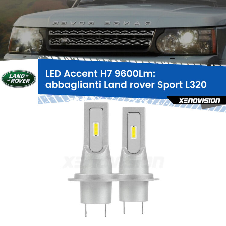 Abbaglianti LED H7 9600Lm per Land rover Sport L320 2005 -2013 <strong>Kit LED Abbaglianti per Land rover Sport</strong> L320 2005 -2013.</strong> Coppia lampade <strong>H7</strong> senza ventola e ultracompatte per installazioni in fari senza spazi.