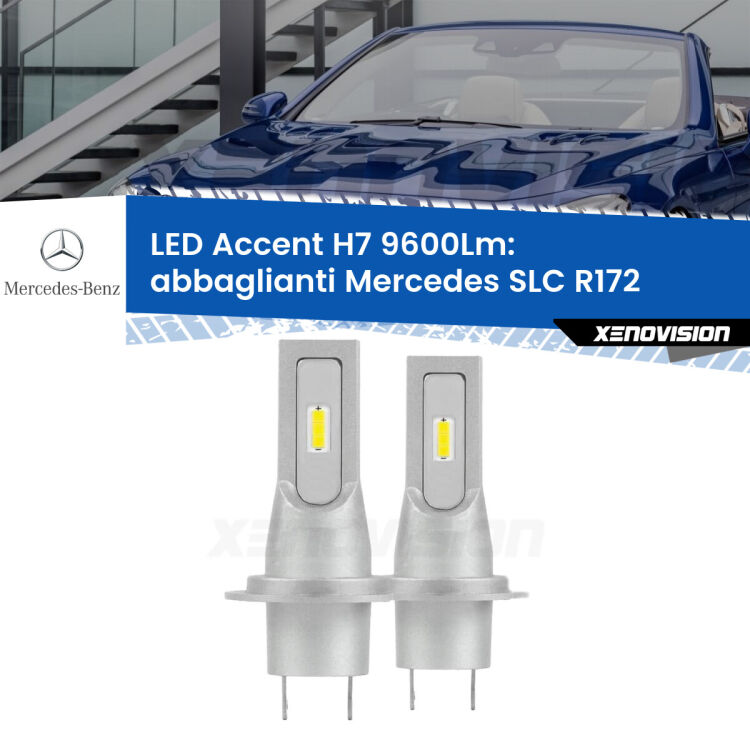<strong>Kit LED Abbaglianti per Mercedes SLC</strong> R172 2016-2017.</strong> Coppia lampade <strong>H7</strong> senza ventola e ultracompatte per installazioni in fari senza spazi.