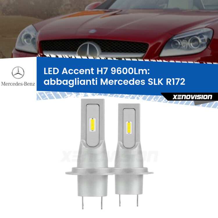 <strong>Kit LED Abbaglianti per Mercedes SLK</strong> R172 2011in poi.</strong> Coppia lampade <strong>H7</strong> senza ventola e ultracompatte per installazioni in fari senza spazi.