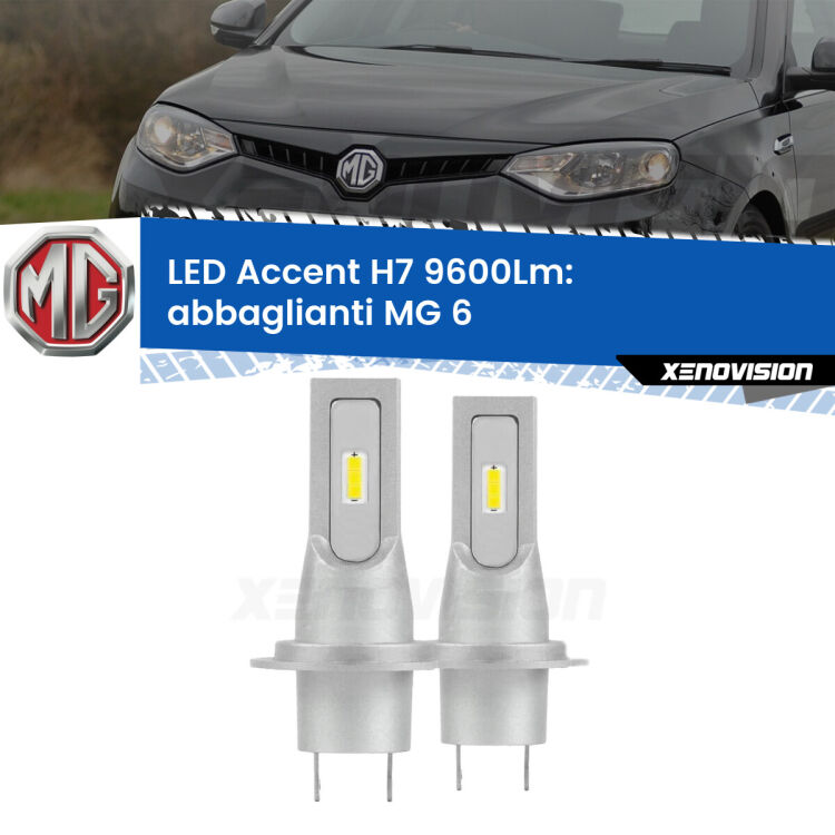 0 Abbaglianti LED H7 9600Lm per MG 6  2010 in poi <strong>Kit LED Abbaglianti per MG 6</strong>  2010 in poi.</strong> Coppia lampade <strong>H7</strong> senza ventola e ultracompatte per installazioni in fari senza spazi.