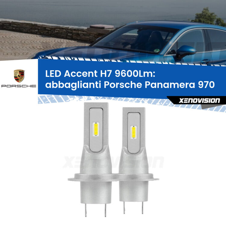 <strong>Kit LED Abbaglianti per Porsche Panamera</strong> 970 Full-beam spotlight con fari Bi-Xenon.</strong> Coppia lampade <strong>H7</strong> senza ventola e ultracompatte per installazioni in fari senza spazi.