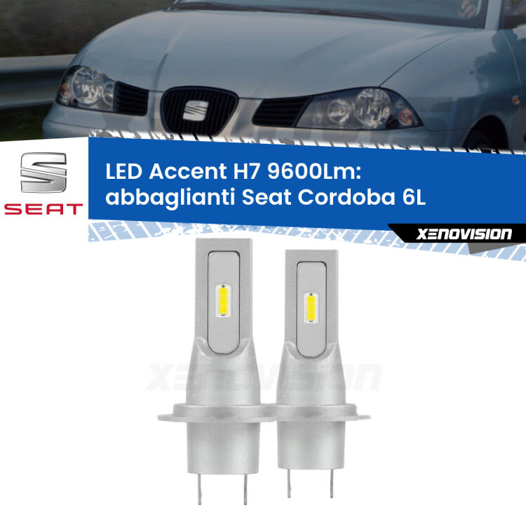 <strong>Kit LED Abbaglianti per Seat Cordoba</strong> 6L con fari Xenon.</strong> Coppia lampade <strong>H7</strong> senza ventola e ultracompatte per installazioni in fari senza spazi.