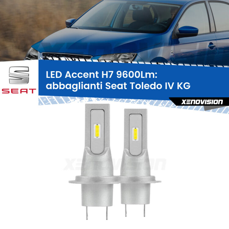 <strong>Kit LED Abbaglianti per Seat Toledo IV</strong> KG 2012-2019.</strong> Coppia lampade <strong>H7</strong> senza ventola e ultracompatte per installazioni in fari senza spazi.