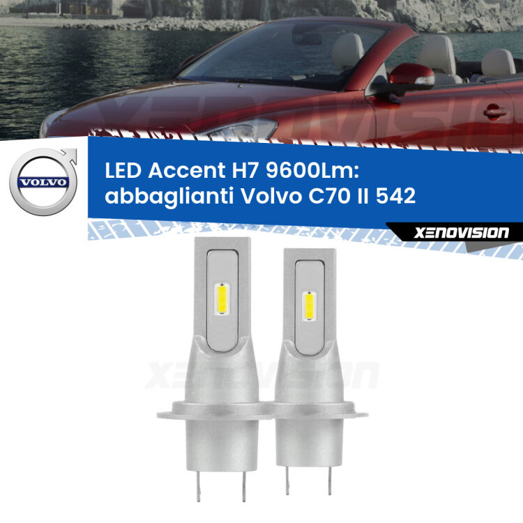 <strong>Kit LED Abbaglianti per Volvo C70 II</strong> 542 con fari Bi-Xenon.</strong> Coppia lampade <strong>H7</strong> senza ventola e ultracompatte per installazioni in fari senza spazi.