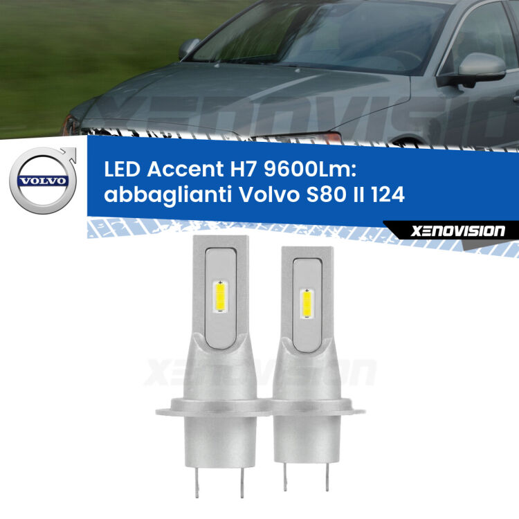 <strong>Kit LED Abbaglianti per Volvo S80 II</strong> 124 con fari Bi-Xenon.</strong> Coppia lampade <strong>H7</strong> senza ventola e ultracompatte per installazioni in fari senza spazi.