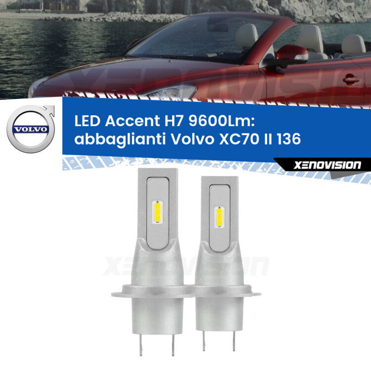 <strong>Kit LED Abbaglianti per Volvo XC70 II</strong> 136 con fari Bi-Xenon.</strong> Coppia lampade <strong>H7</strong> senza ventola e ultracompatte per installazioni in fari senza spazi.