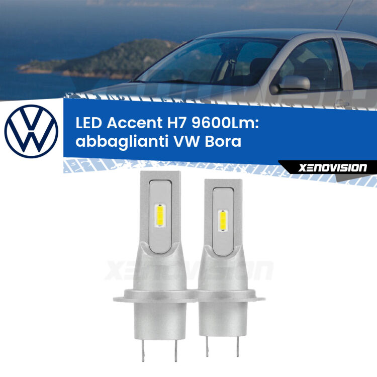 <strong>Kit LED Abbaglianti per VW Bora</strong>  con fari Xenon.</strong> Coppia lampade <strong>H7</strong> senza ventola e ultracompatte per installazioni in fari senza spazi.
