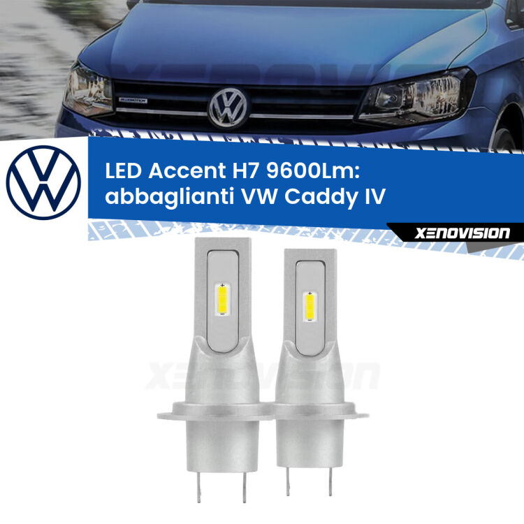 <strong>Kit LED Abbaglianti per VW Caddy IV</strong>  a parabola doppia.</strong> Coppia lampade <strong>H7</strong> senza ventola e ultracompatte per installazioni in fari senza spazi.