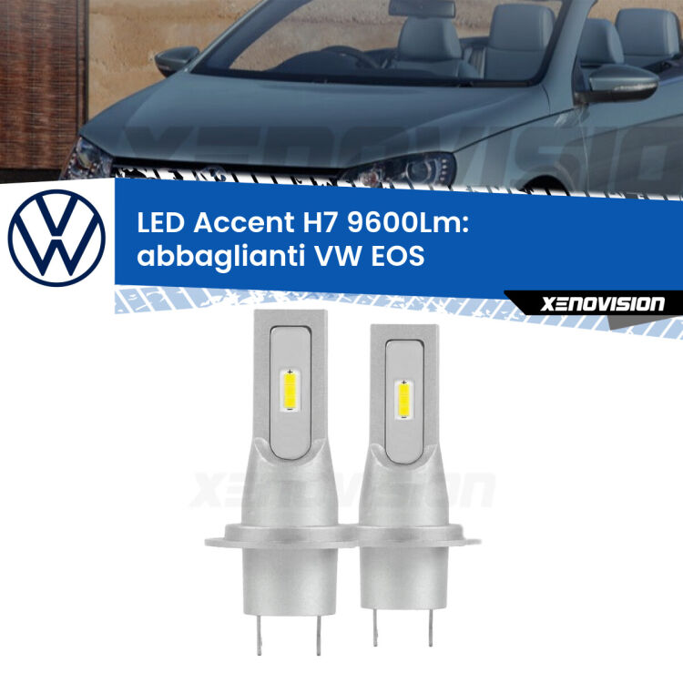 <strong>Kit LED Abbaglianti per VW EOS</strong>  2006-2015.</strong> Coppia lampade <strong>H7</strong> senza ventola e ultracompatte per installazioni in fari senza spazi.