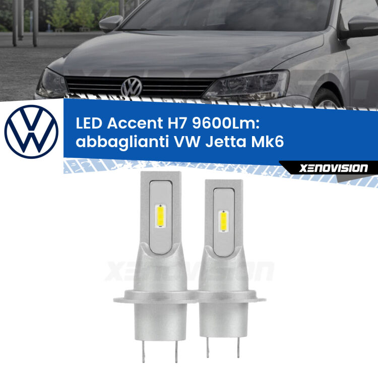 <strong>Kit LED Abbaglianti per VW Jetta</strong> Mk6 2010-2017.</strong> Coppia lampade <strong>H7</strong> senza ventola e ultracompatte per installazioni in fari senza spazi.