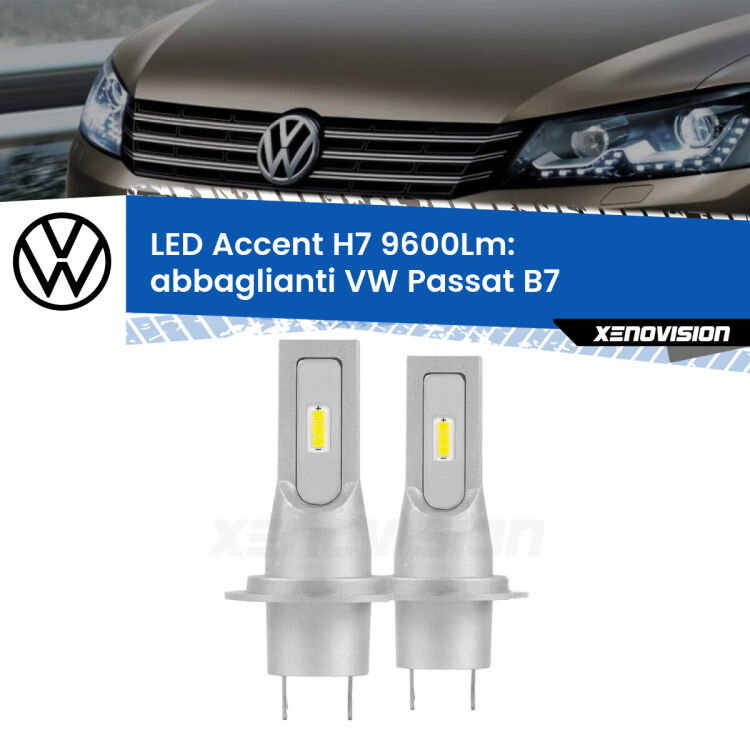 0 Abbaglianti LED H7 9600Lm per VW Passat B7 2010 -2014 <strong>Kit LED Abbaglianti per VW Passat</strong> B7 2010 -2014.</strong> Coppia lampade <strong>H7</strong> senza ventola e ultracompatte per installazioni in fari senza spazi.