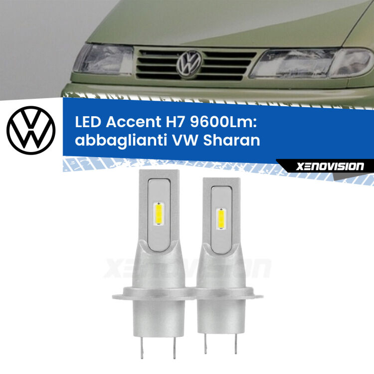 Abbaglianti LED H7 9600Lm per VW Sharan  con fari Xenon <strong>Kit LED Abbaglianti per VW Sharan</strong>  con fari Xenon.</strong> Coppia lampade <strong>H7</strong> senza ventola e ultracompatte per installazioni in fari senza spazi.