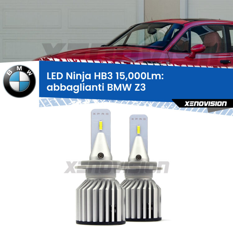 <strong>Kit abbaglianti LED specifico per BMW Z3</strong>  1997-2003. Lampade <strong>HB3</strong> Canbus da 15.000Lumen di luminosità modello Eagle Xenovision.