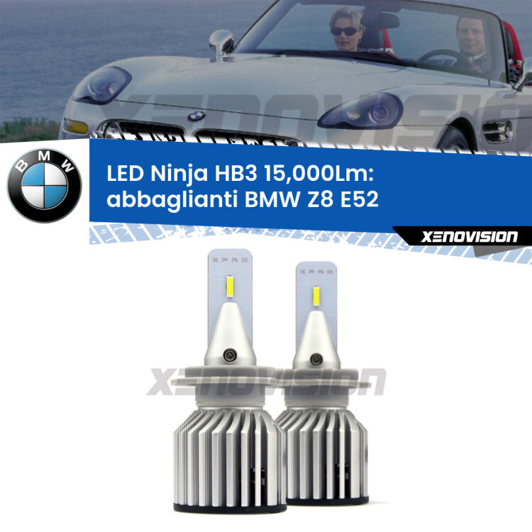 <strong>Kit abbaglianti LED specifico per BMW Z8</strong> E52 2000-2003. Lampade <strong>HB3</strong> Canbus da 15.000Lumen di luminosità modello Eagle Xenovision.