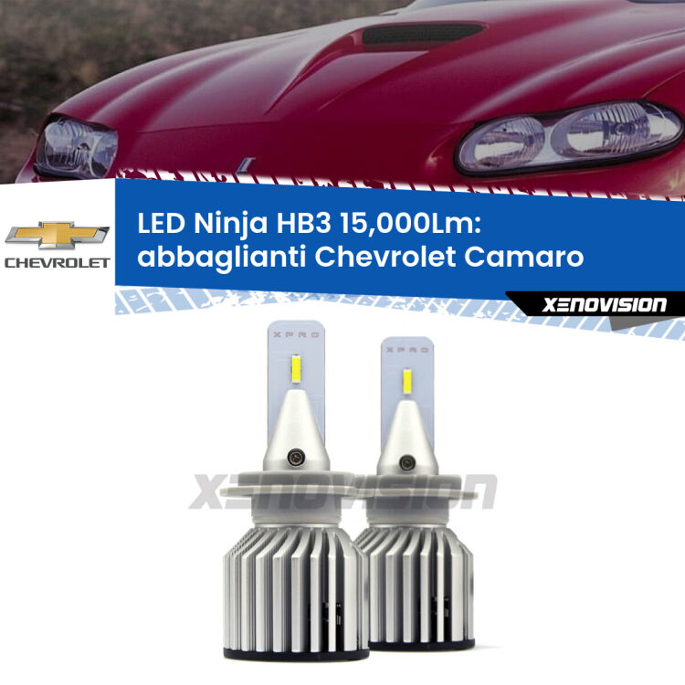 <strong>Kit abbaglianti LED specifico per Chevrolet Camaro</strong>  1998-2002. Lampade <strong>HB3</strong> Canbus da 15.000Lumen di luminosità modello Eagle Xenovision.
