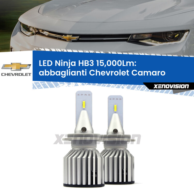 <strong>Kit abbaglianti LED specifico per Chevrolet Camaro</strong>  2015in poi. Lampade <strong>HB3</strong> Canbus da 15.000Lumen di luminosità modello Eagle Xenovision.