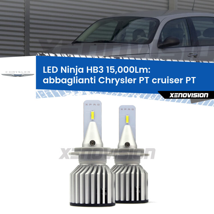 <strong>Kit abbaglianti LED specifico per Chrysler PT cruiser</strong> PT 2000-2010. Lampade <strong>HB3</strong> Canbus da 15.000Lumen di luminosità modello Eagle Xenovision.