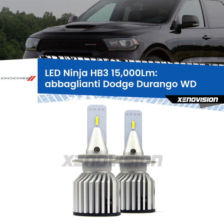 <strong>Kit abbaglianti LED specifico per Dodge Durango</strong> WD 2010-2015. Lampade <strong>HB3</strong> Canbus da 15.000Lumen di luminosità modello Eagle Xenovision.