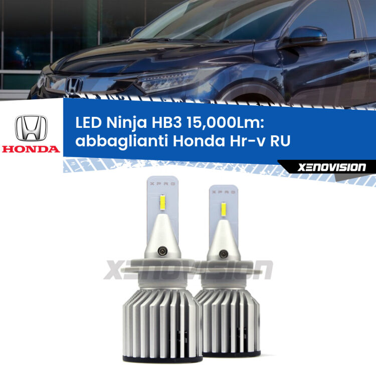 <strong>Kit abbaglianti LED specifico per Honda Hr-v</strong> RU 2013in poi. Lampade <strong>HB3</strong> Canbus da 15.000Lumen di luminosità modello Eagle Xenovision.