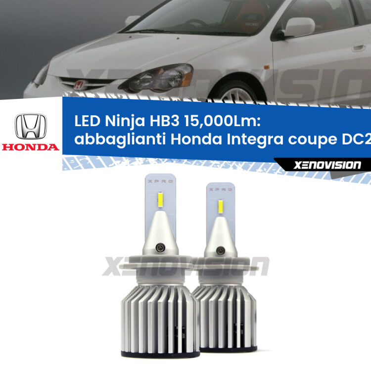 <strong>Kit abbaglianti LED specifico per Honda Integra coupe</strong> DC2, DC4 1997-2001. Lampade <strong>HB3</strong> Canbus da 15.000Lumen di luminosità modello Eagle Xenovision.