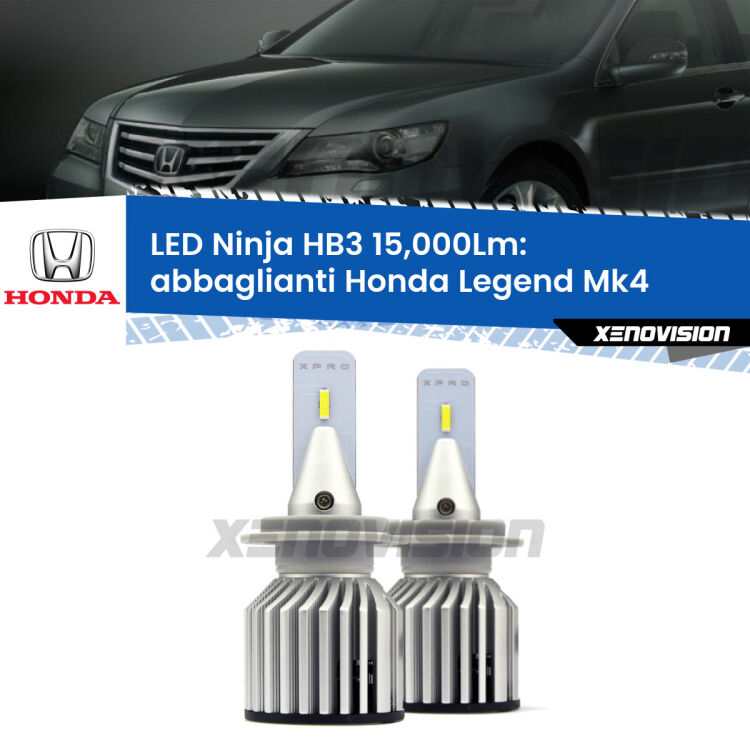 <strong>Kit abbaglianti LED specifico per Honda Legend</strong> Mk4 2006-2013. Lampade <strong>HB3</strong> Canbus da 15.000Lumen di luminosità modello Eagle Xenovision.