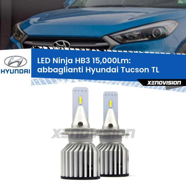 <strong>Kit abbaglianti LED specifico per Hyundai Tucson</strong> TL 2019-2021. Lampade <strong>HB3</strong> Canbus da 15.000Lumen di luminosità modello Eagle Xenovision.