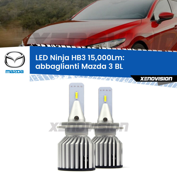 <strong>Kit abbaglianti LED specifico per Mazda 3</strong> BL 2008-2014. Lampade <strong>HB3</strong> Canbus da 15.000Lumen di luminosità modello Eagle Xenovision.