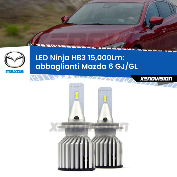 <strong>Kit abbaglianti LED specifico per Mazda 6</strong> GJ/GL senza luci diurne. Lampade <strong>HB3</strong> Canbus da 15.000Lumen di luminosità modello Eagle Xenovision.