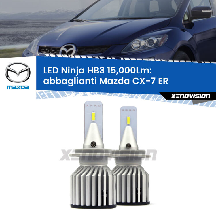 <strong>Kit abbaglianti LED specifico per Mazda CX-7</strong> ER 2006-2014. Lampade <strong>HB3</strong> Canbus da 15.000Lumen di luminosità modello Eagle Xenovision.