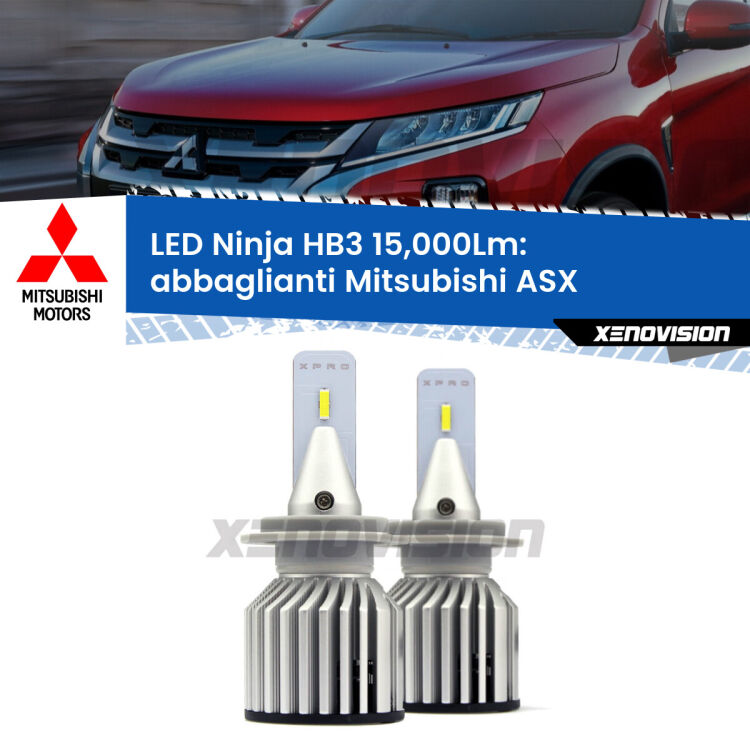 <strong>Kit abbaglianti LED specifico per Mitsubishi ASX</strong>  2010-2015. Lampade <strong>HB3</strong> Canbus da 15.000Lumen di luminosità modello Eagle Xenovision.