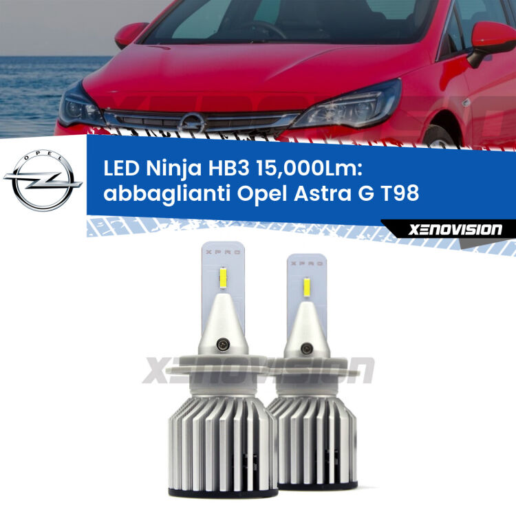 <strong>Kit abbaglianti LED specifico per Opel Astra G</strong> T98 2001-2005. Lampade <strong>HB3</strong> Canbus da 15.000Lumen di luminosità modello Eagle Xenovision.