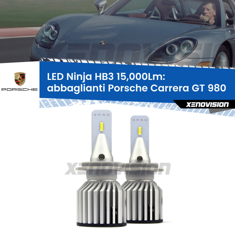 <strong>Kit abbaglianti LED specifico per Porsche Carrera GT</strong> 980 2003-2006. Lampade <strong>HB3</strong> Canbus da 15.000Lumen di luminosità modello Eagle Xenovision.
