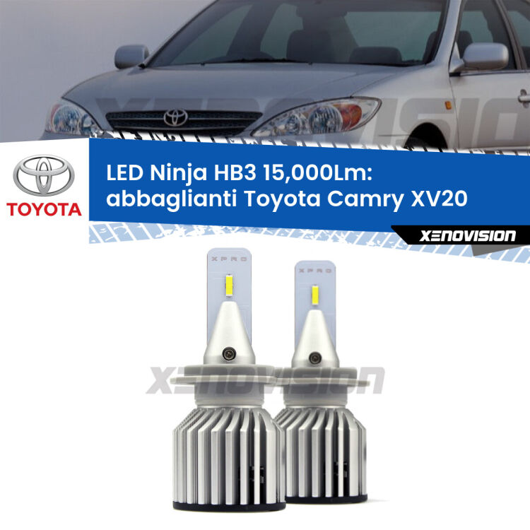 <strong>Kit abbaglianti LED specifico per Toyota Camry</strong> XV20 1999-2001. Lampade <strong>HB3</strong> Canbus da 15.000Lumen di luminosità modello Eagle Xenovision.